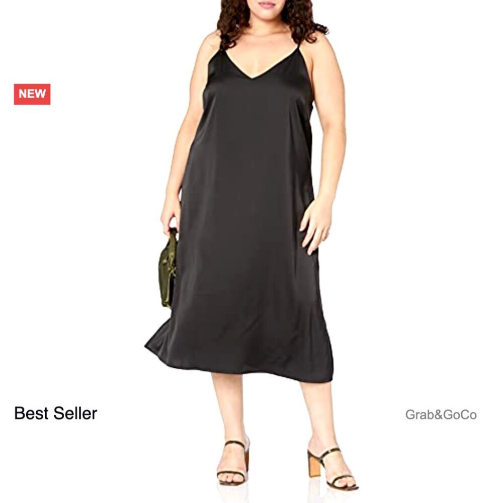 Silky Slip Dress Elegant Minimal Chic Adjustable Straps Midi Length Versatile - Picture 5 of 7